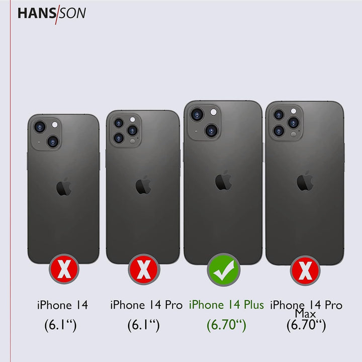 HANS/SON Echtlederhülle für iPhone 14 Plus | 6,7 Zoll | 2 in 1 Ledercase mit Kartenfächern | Roter G