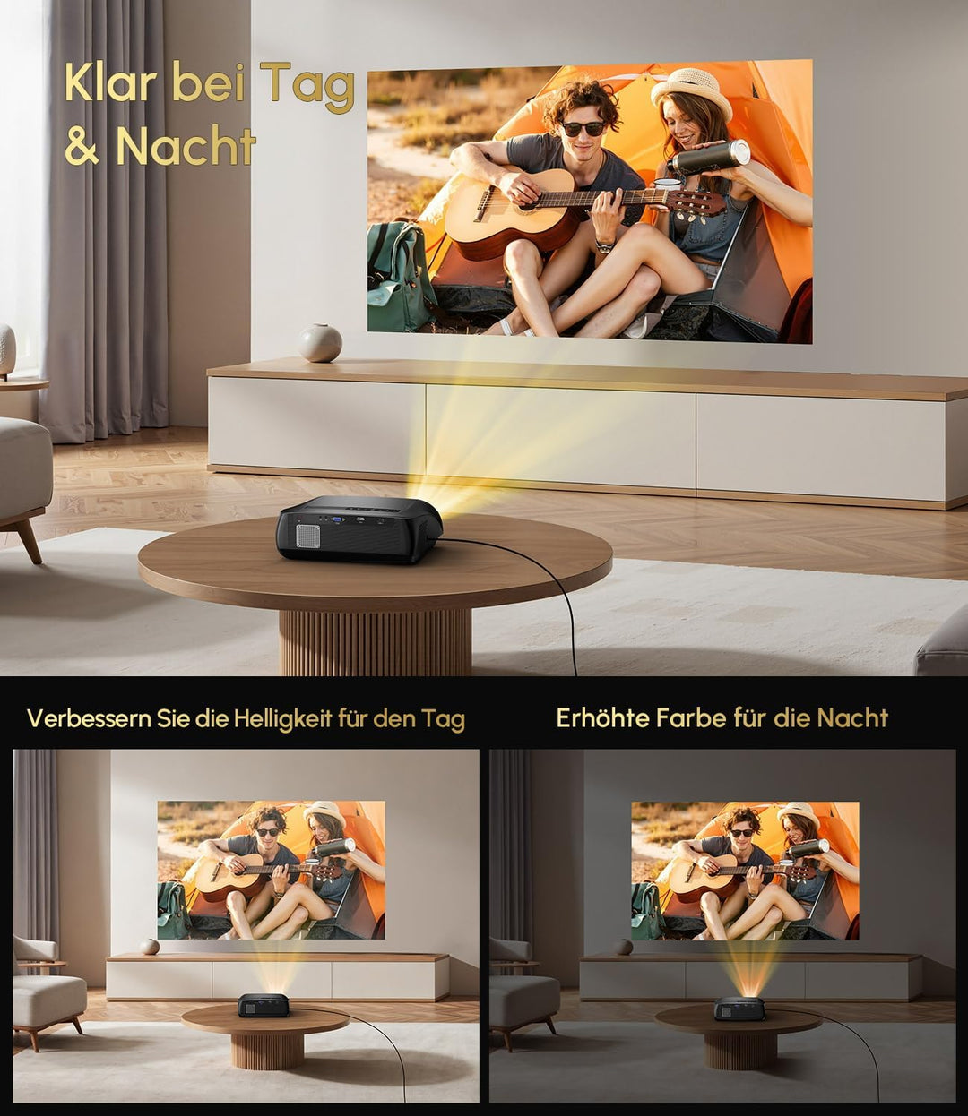 Smart 4K Beamer Tageslicht Tauglich,2200 ANSI, WiFi 6, HDMI 2.1, NFC Cast, Bluetooth 5.4, Dolby Digi