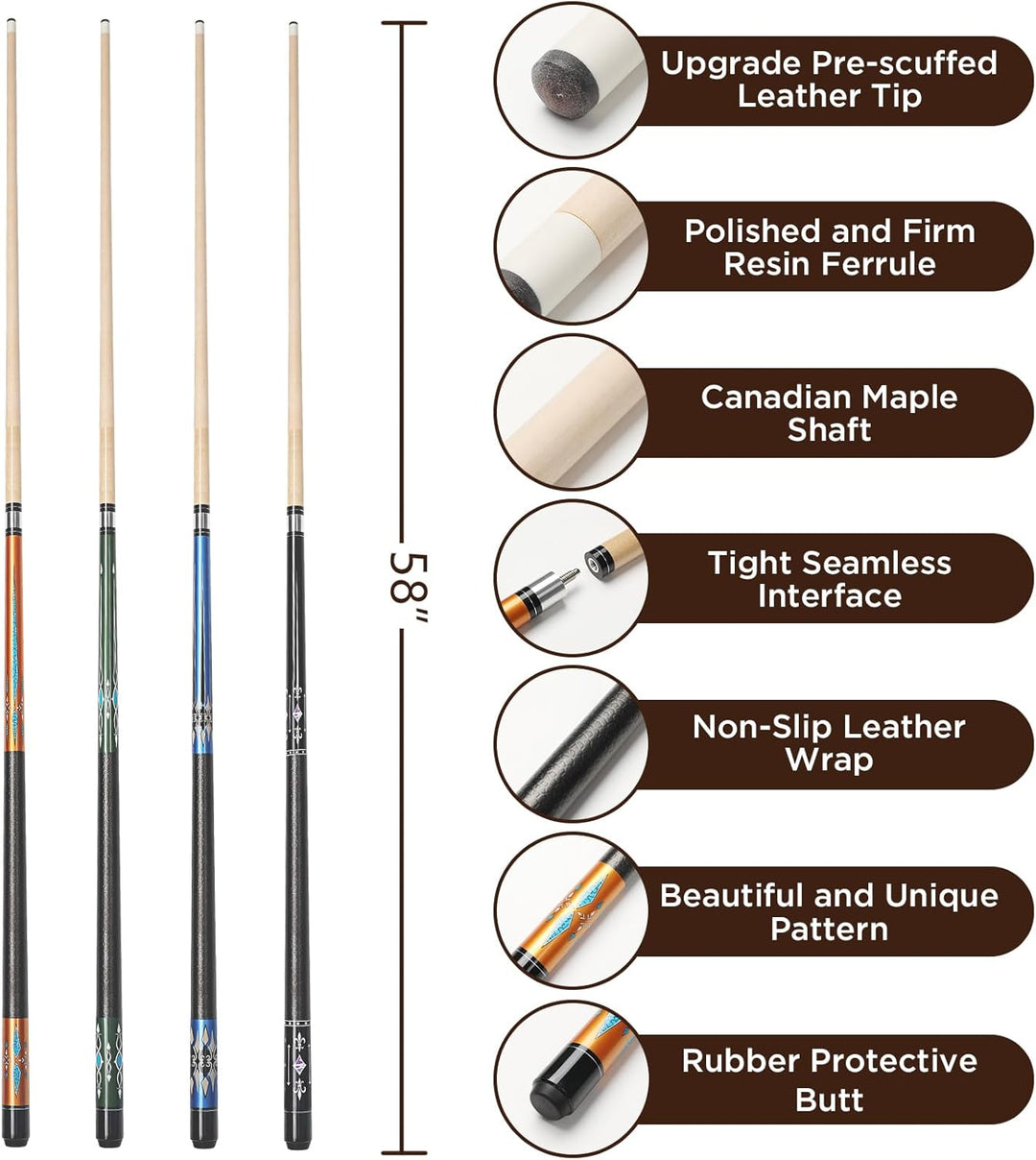Billard Queue 18 19 20 21 oz, 58" Pool Queue Sticks 13mm Spitzen für Professionelle Billardspieler,