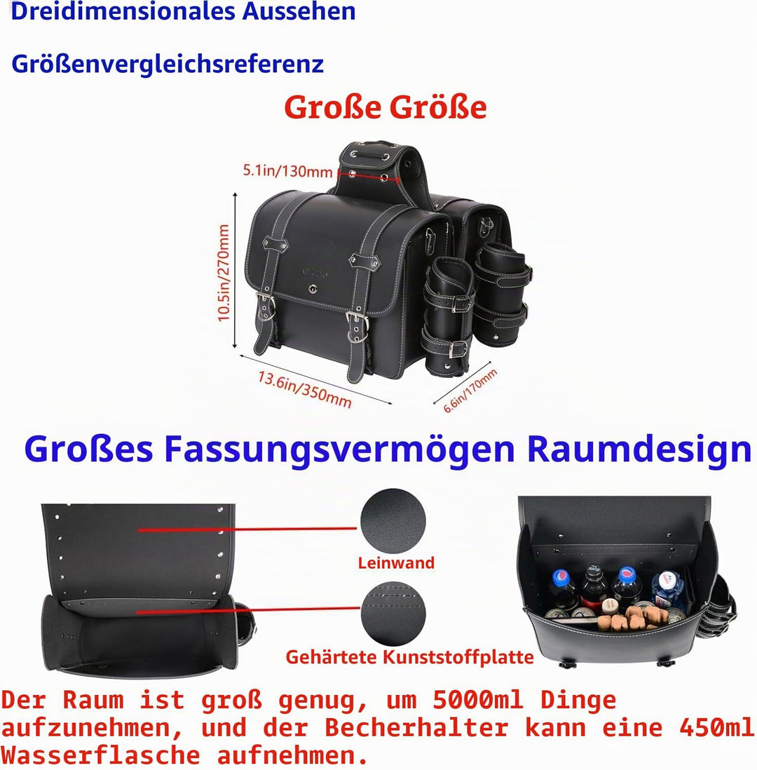 Motorrad PVC Leder Werkzeugtasche-Universal Gabeltasche, Lenkertasche Motorrad Rolltasche Satteltasc