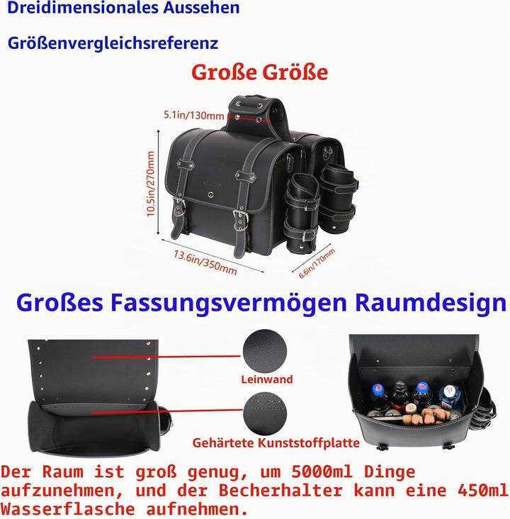 Motorrad PVC Leder Werkzeugtasche-Universal Gabeltasche, Lenkertasche Motorrad Rolltasche Satteltasc