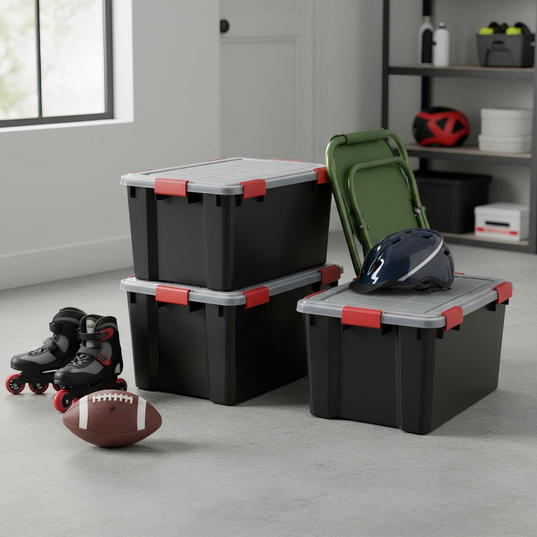 Iris Ohyama, 2er-Set luftdichte Aufbewahrungsboxen, 50 L, mit Clips, stapelbar, Garage, Keller, Dach