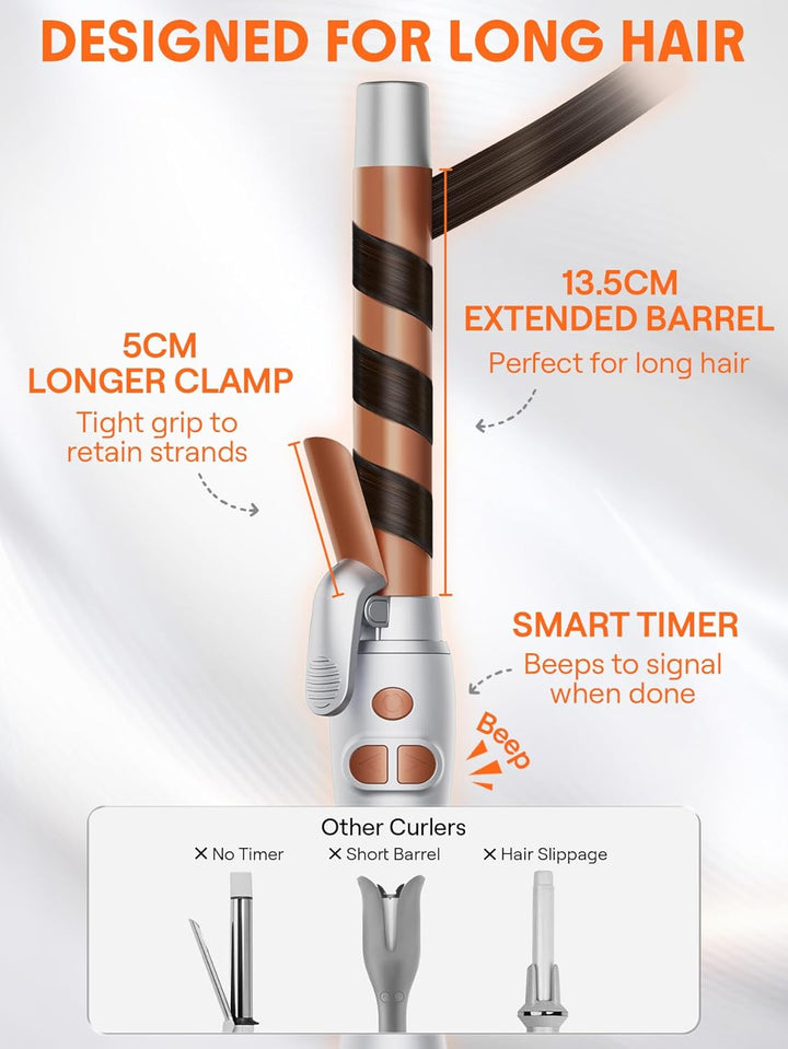 SHEGLAM Rotierendes Lockenstab, Automatischer Lockenwickler 25mm für langes Haar, mühelose Beach Wav