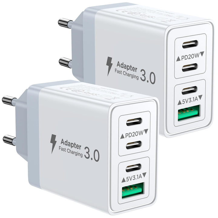 2er Pack USB C Ladegerät, Aioneus 40W 4Port Stecker USBC Adapter Mehrfach Typ C Handy Netzteil für i
