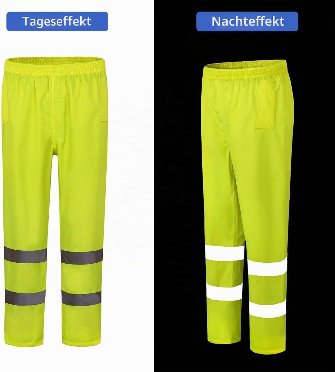 AYKRM Regenhose Fahrrad Gelb Warnschutz Regen-Latzhose gelb warnregenhose Arbeitshose Regenhosen für