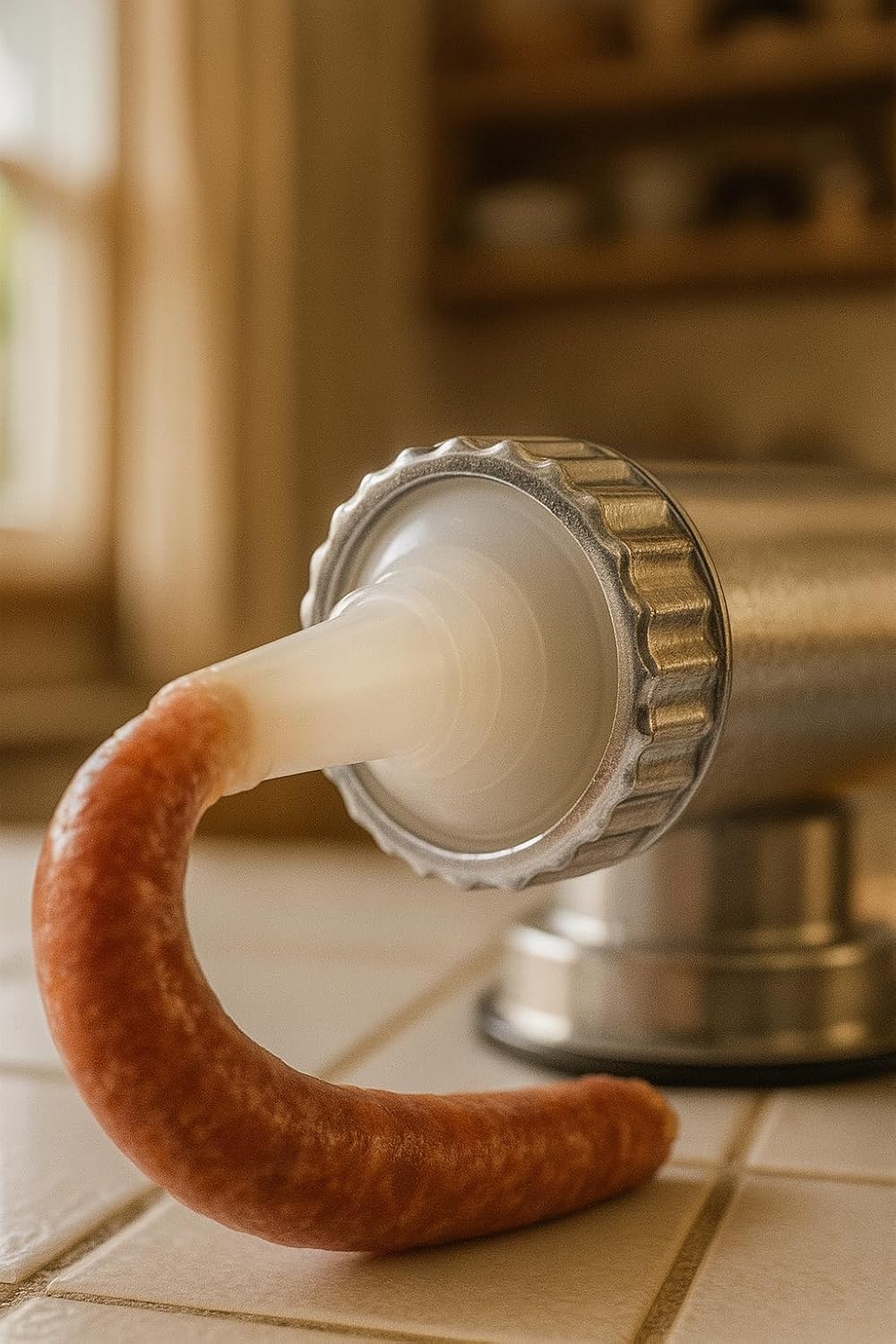 Professionelle Wurstmaschine aus Edelstahl mit 3 Aufsätzen – Manueller Wurstfüller/Fleischfüller – H