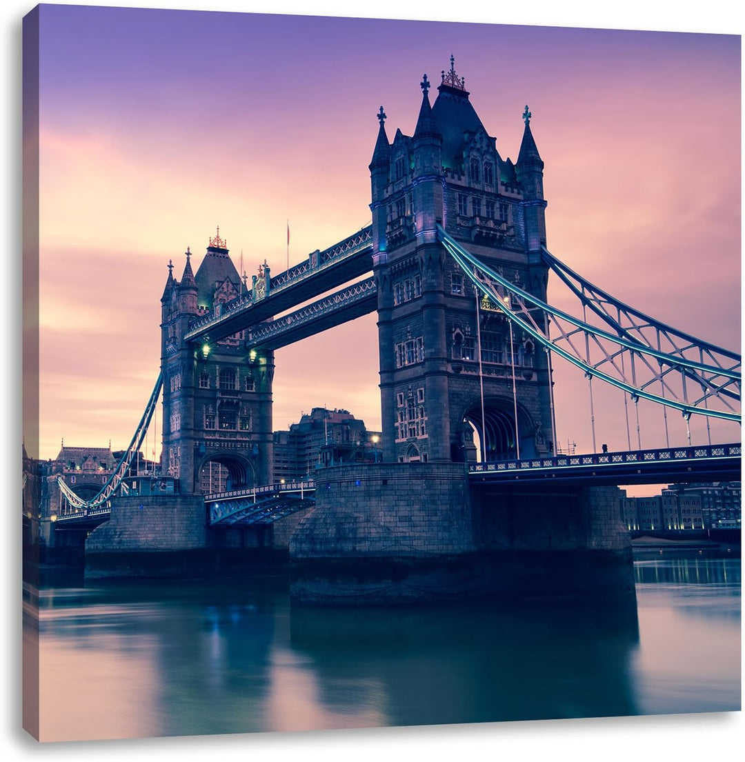 Pixxprint London, Format: 70x70 auf Leinwand, XXL riesige Bilder fertig gerahmt mit Keilrahmen, Kuns