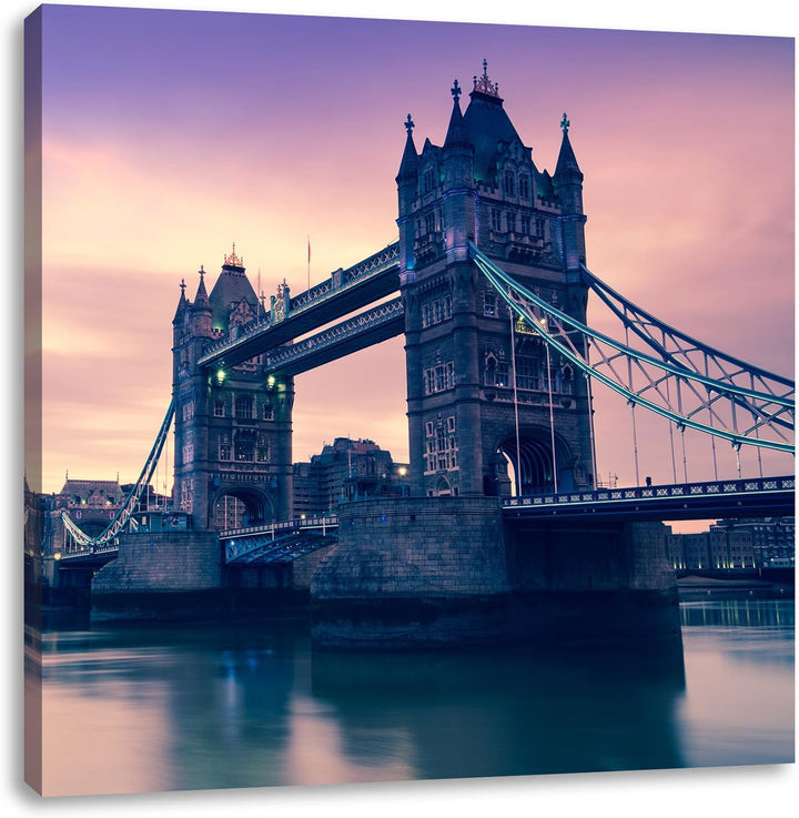 Pixxprint London, Format: 70x70 auf Leinwand, XXL riesige Bilder fertig gerahmt mit Keilrahmen, Kuns