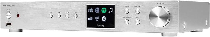 VR-Radio Receiver: Digitaler WLAN-HiFi-Tuner, Internetradio, DAB+, Bluetooth, Silber (HiFi Receiver,