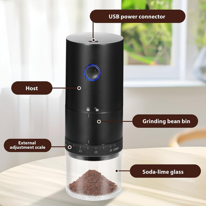 Kaffeemühle Elektrisch Kegelmahlwerk, USB Wiederaufladbare Elektrische Kaffeemühle mit 38 Grobkörnig