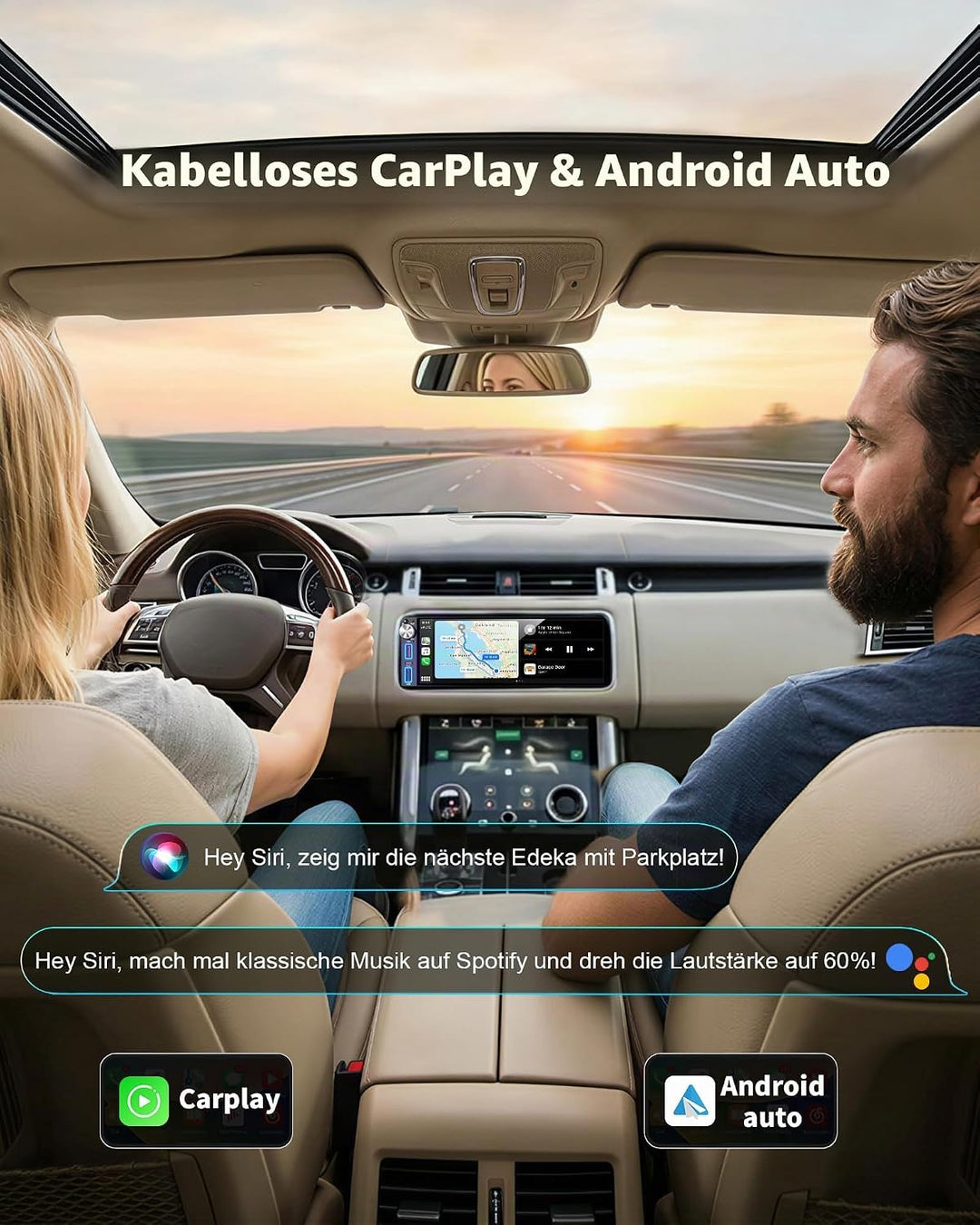 DAB/DAB+ 6,8 Zoll 1 DIN HD Autoradio mit Drahtlosem CarPlay &amp; Android Auto, Type-C Schnellladung, DS