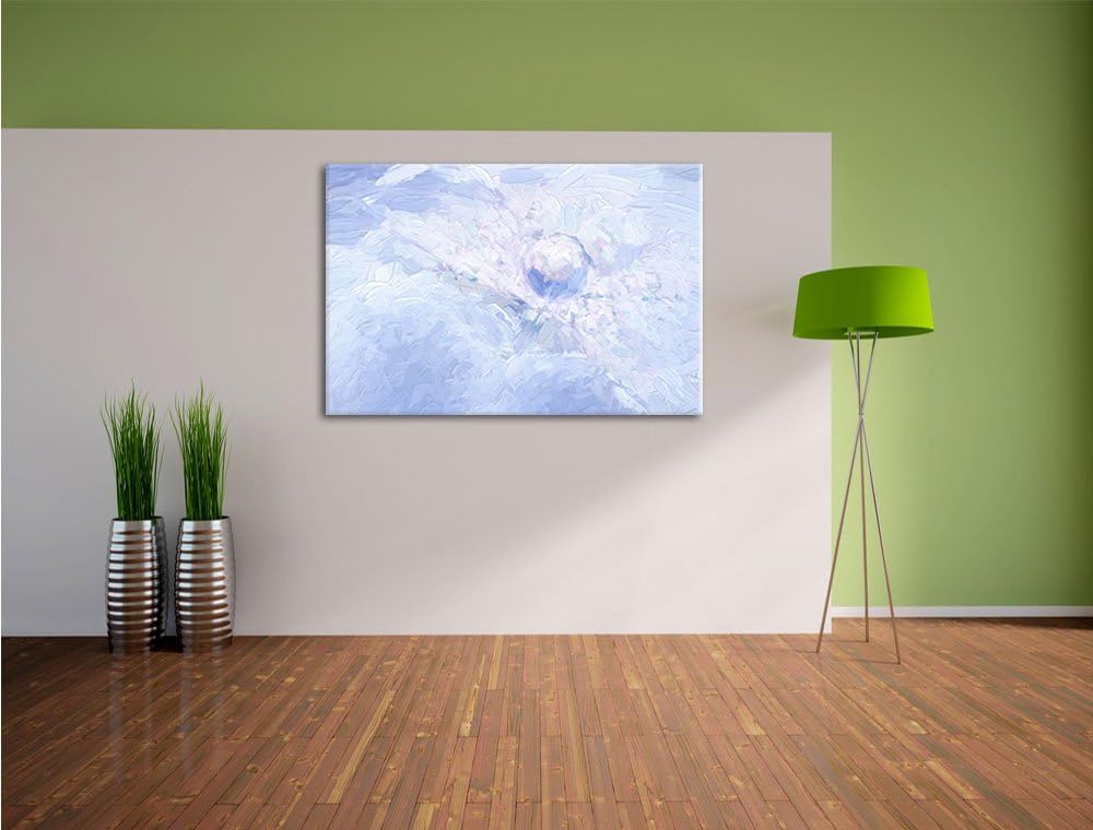 Pixxprint Tautropfen Pusteblume / 100x70cm Leinwandbild bespannt auf Holzrahmen/Wandbild Kunstdruck
