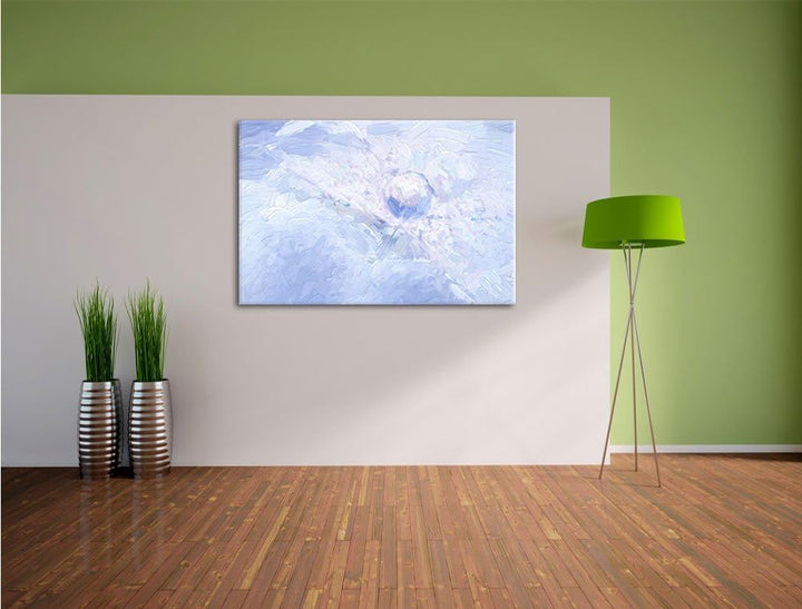 Pixxprint Tautropfen Pusteblume / 100x70cm Leinwandbild bespannt auf Holzrahmen/Wandbild Kunstdruck