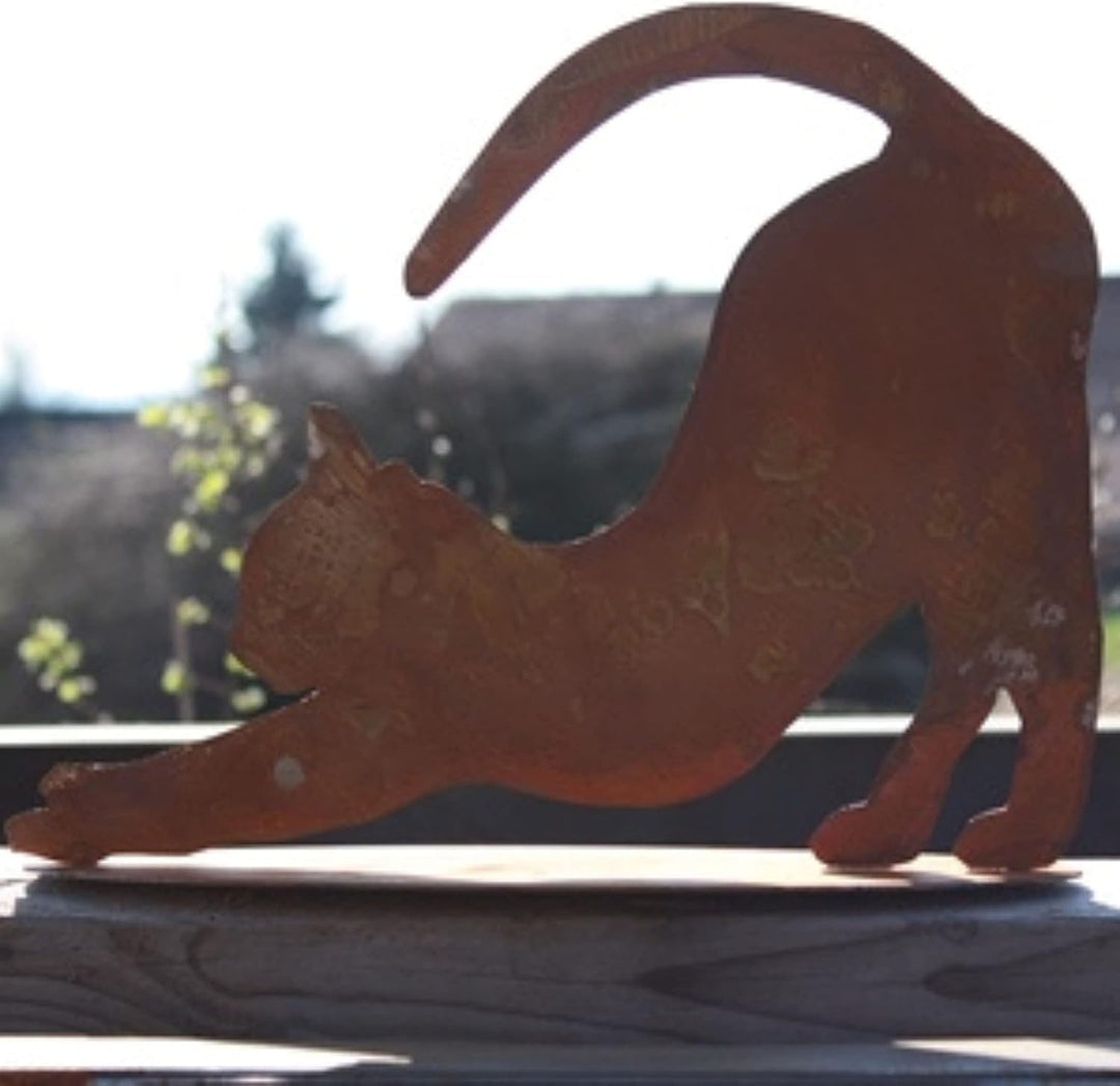 Rostikal Rost Katze Stehend 23 cm - Ausgefallene Katzenfigur, Gartendeko für Draussen Wetterfest, De