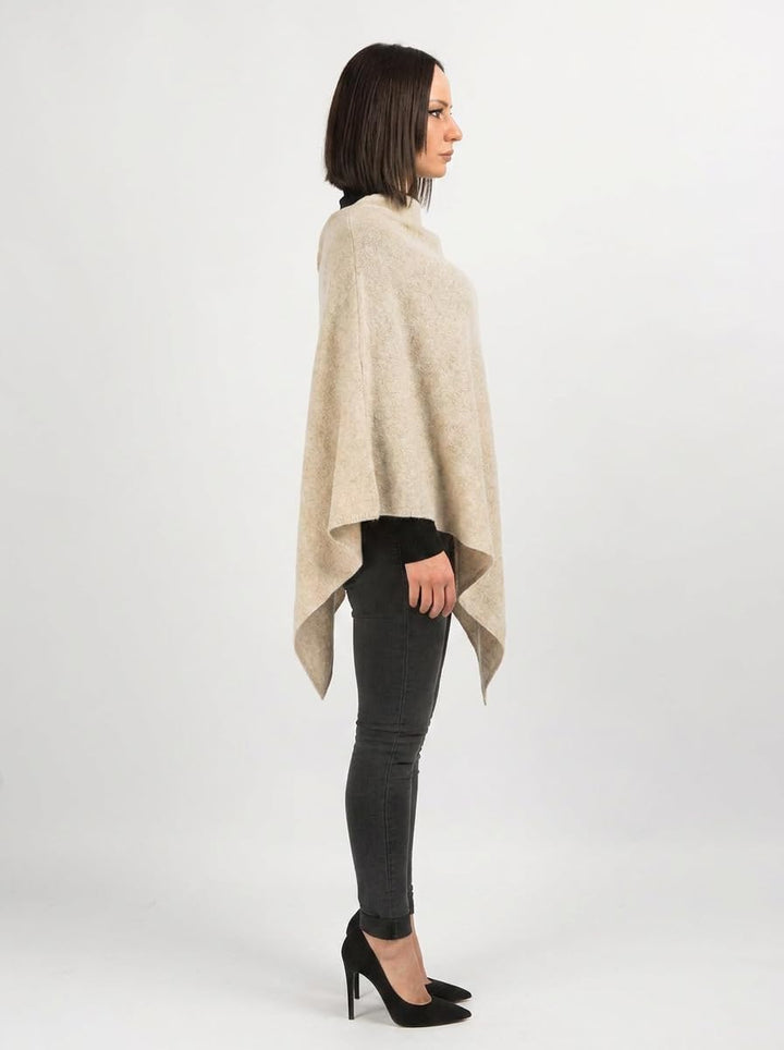 Dalle Piane Cashmere - Poncho aus 100% Kaschmir - Made in Italy - für Frau Einheitsgrösse Beige, Ein