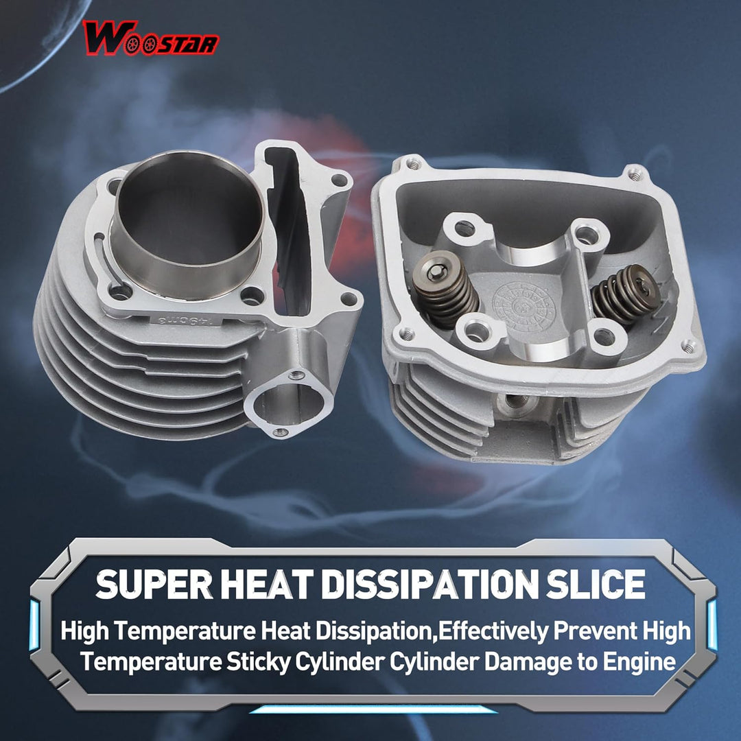 WOOSTAR 57,4mm Grosse Bohrung Kompletter Zylinder und Zylinderkopf Umbausatz Ersatz für 4 Takt GY6 1