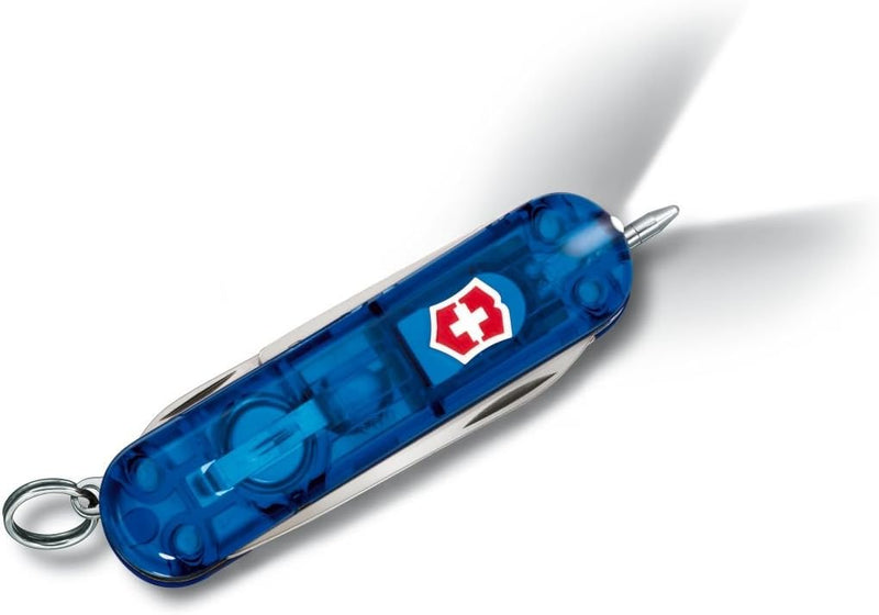 Victorinox Taschenmesser Signature Lite (7 Funktionen, Kugelschreiber, LED-Licht) Blau Transparent,