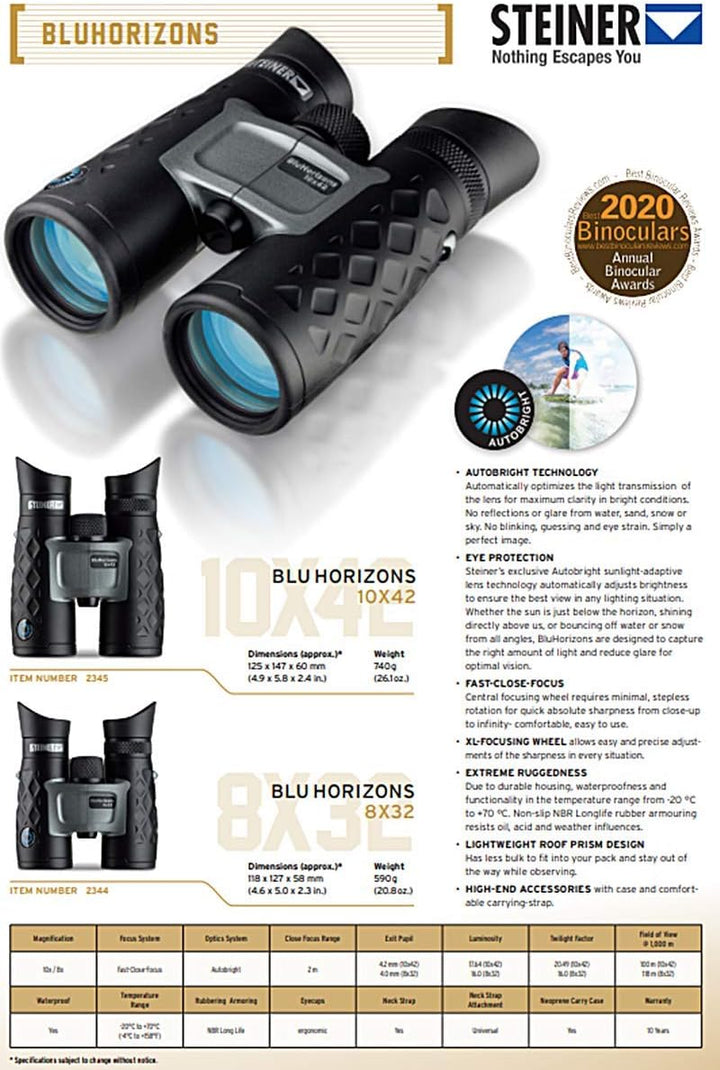 Steiner BluHorizons Fernglas mit einzigartiger Linsentechnologie, Augenschutz, kompakt, leicht, idea