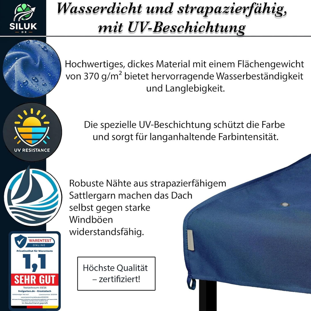 freigarten.de Ersatzdach für Pavillon 3x3 Meter Wasserdicht Material: Panama PCV Soft 370g/m² extra