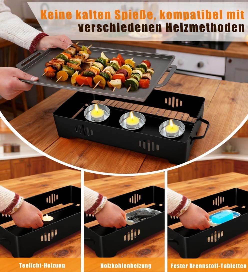 BBQ Warmhalteplatte - Warmhaltebehälter für Essen & Grillgut – Aluminium Grill-Heizplatte Antihaft,