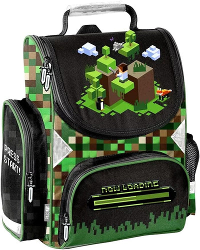 Minecraft Games Play Pixel 7 Teile Set Tornister Ranzen Schulranzen Tasche Federmappe mit Sticker-vo