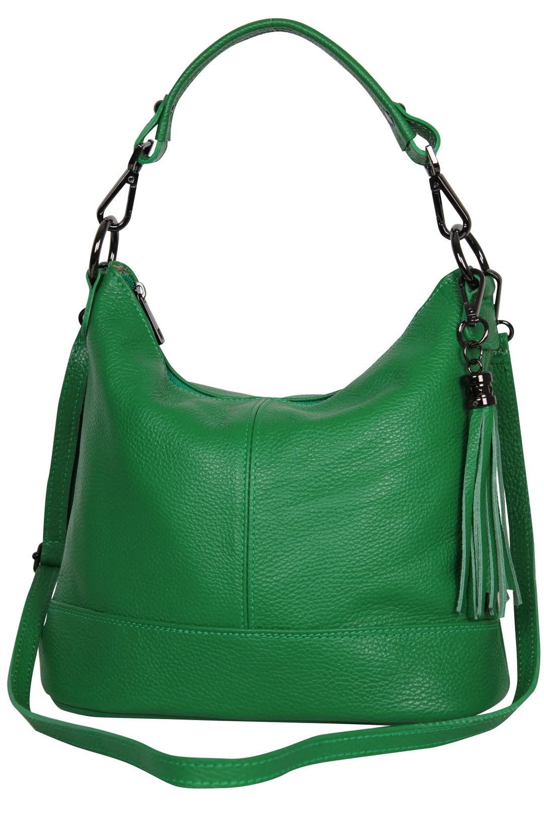 AmbraModa GLX09 - Damen Handtasche Schultertasche Beutel aus Echtleder Grün, Grün