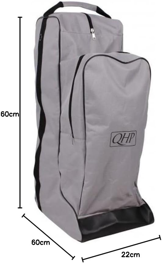 QHP Combi Reitstiefel-/Helmtasche Turniertasche 600 D Grau-schwarz, Grau-schwarz