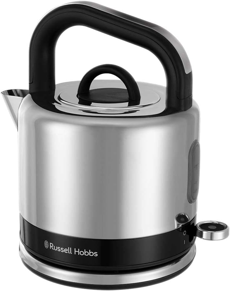 Russell Hobbs Wasserkocher [1,5l] Distinctions Edelstahl Schwarz (Schnellkochfunktion, herausnehmbar