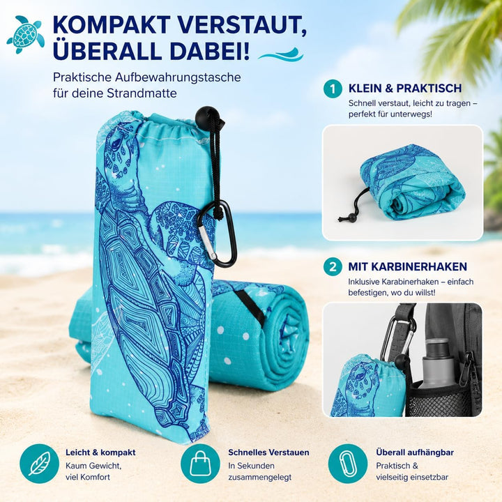 Siegvoll sandfreie Stranddecke 200x140 cm – wasserdichte Picknickdecke, Ultraleicht & kompakt, inkl.