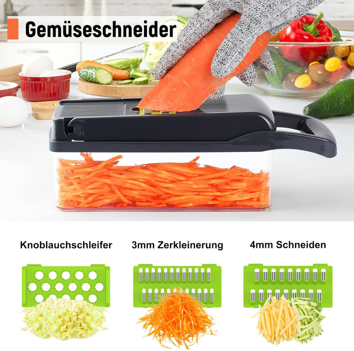 16 In 1 Gemüseschneider,Multifunktion Gemüse Schneider,Vegetable Chopper,Würfelschneider mit 7 Austa