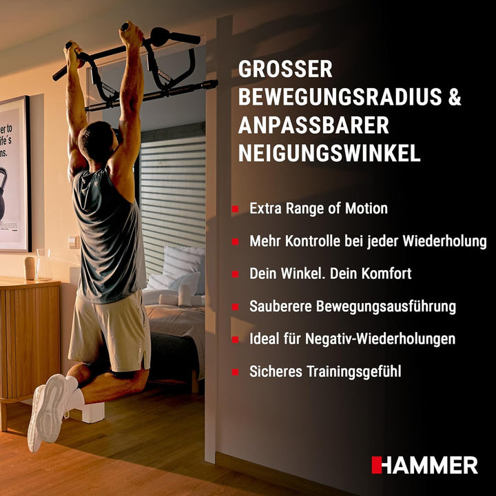 HAMMER Klimmzugstange Multigriff, einfaches Einhängen, 5 Griffmöglichkeiten, integrierte Bouldergrif