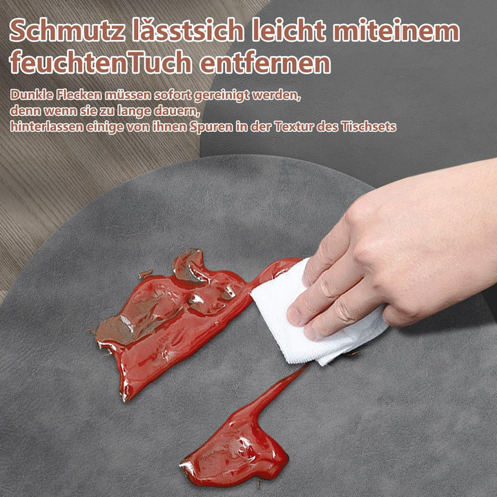 6er Set Tischset aus Leder-Imitat，Platzsets abwaschbar und wasserdicht，Platzdeckchen Lederoptik mit