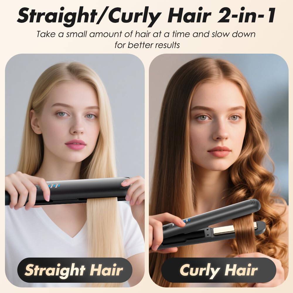 Mini Glätteisen Kabellos, 2 in 1 Reise Glätteisen Mini mit 4 Temperaturen glätteisen locken und Glät