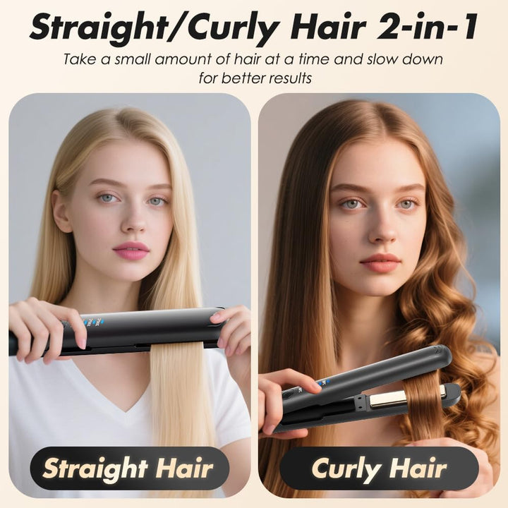 Mini Glätteisen Kabellos, 2 in 1 Reise Glätteisen Mini mit 4 Temperaturen glätteisen locken und Glät