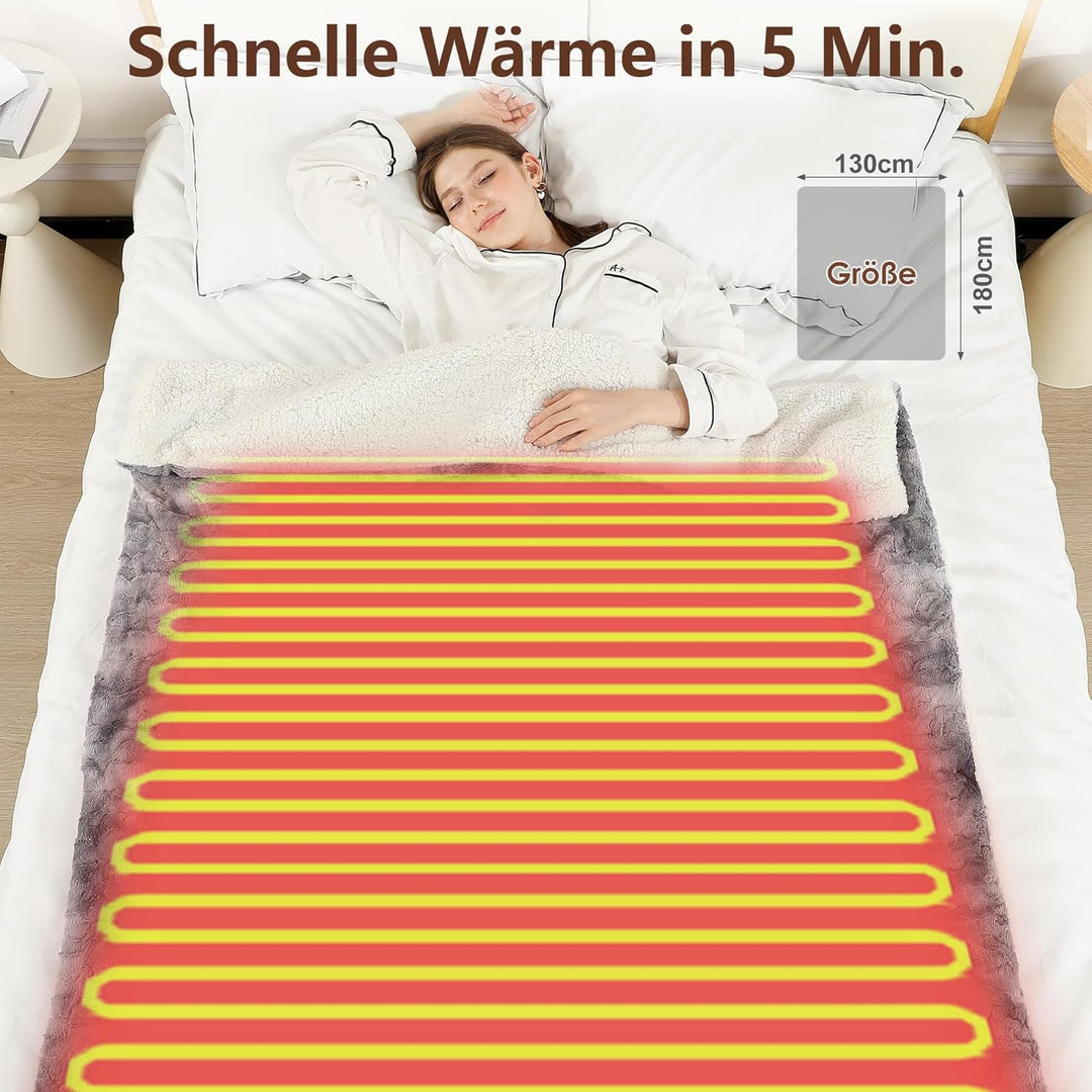 ESTINGO Heizdecke mit Abschaltautomatik, 6 Temperaturstufen & 1~10Stunden Auto-Off-Timer Überhitzung