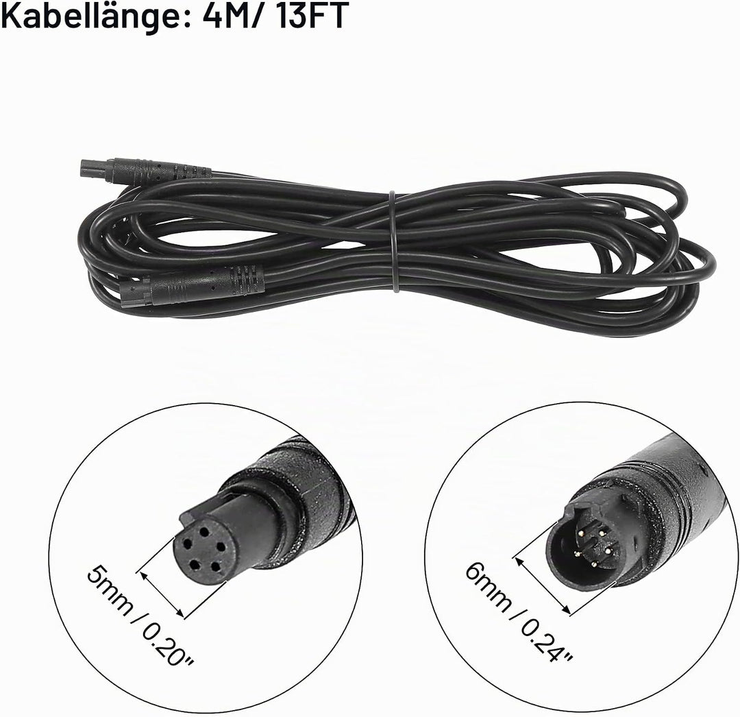 X AUTOHAUX 5 Pin 4m 13ft Rückfahrkamera Verlängerungskabel Dash Kamera Kabel Drähte Auto Rückfahrkam