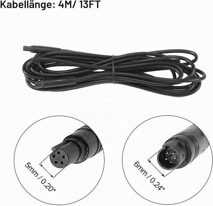 X AUTOHAUX 5 Pin 4m 13ft Rückfahrkamera Verlängerungskabel Dash Kamera Kabel Drähte Auto Rückfahrkam