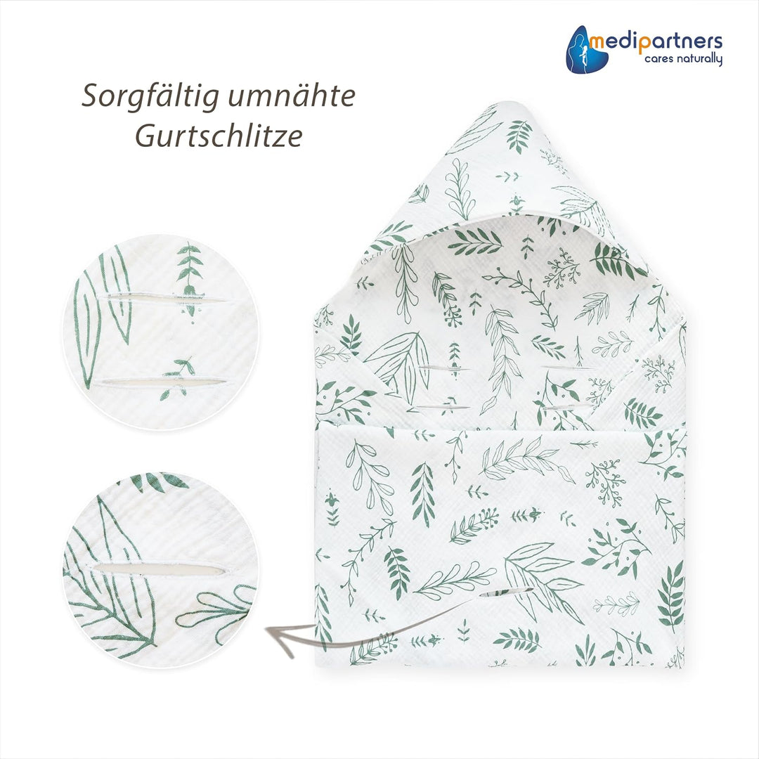 Medi Partners Einschlagdecke Baby Babyschale 100% Baumwolle für Sommer 85x85cm Kinderwagen Kuschelde