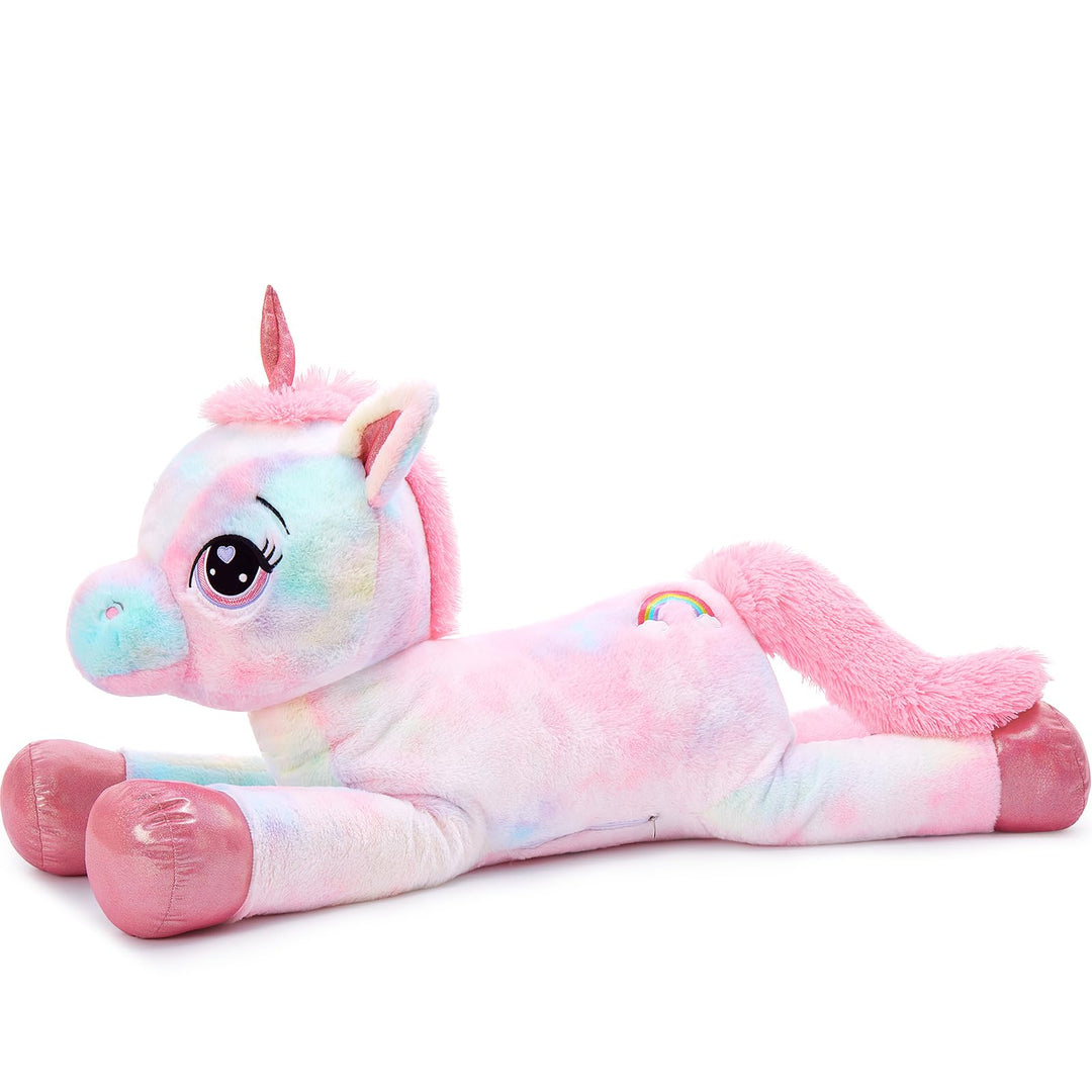 MorisMos riesen Einhorn Kuscheltier XXL,110cm Pink Rosa gross Einhorn plüschtier Stofftier, Geburtst