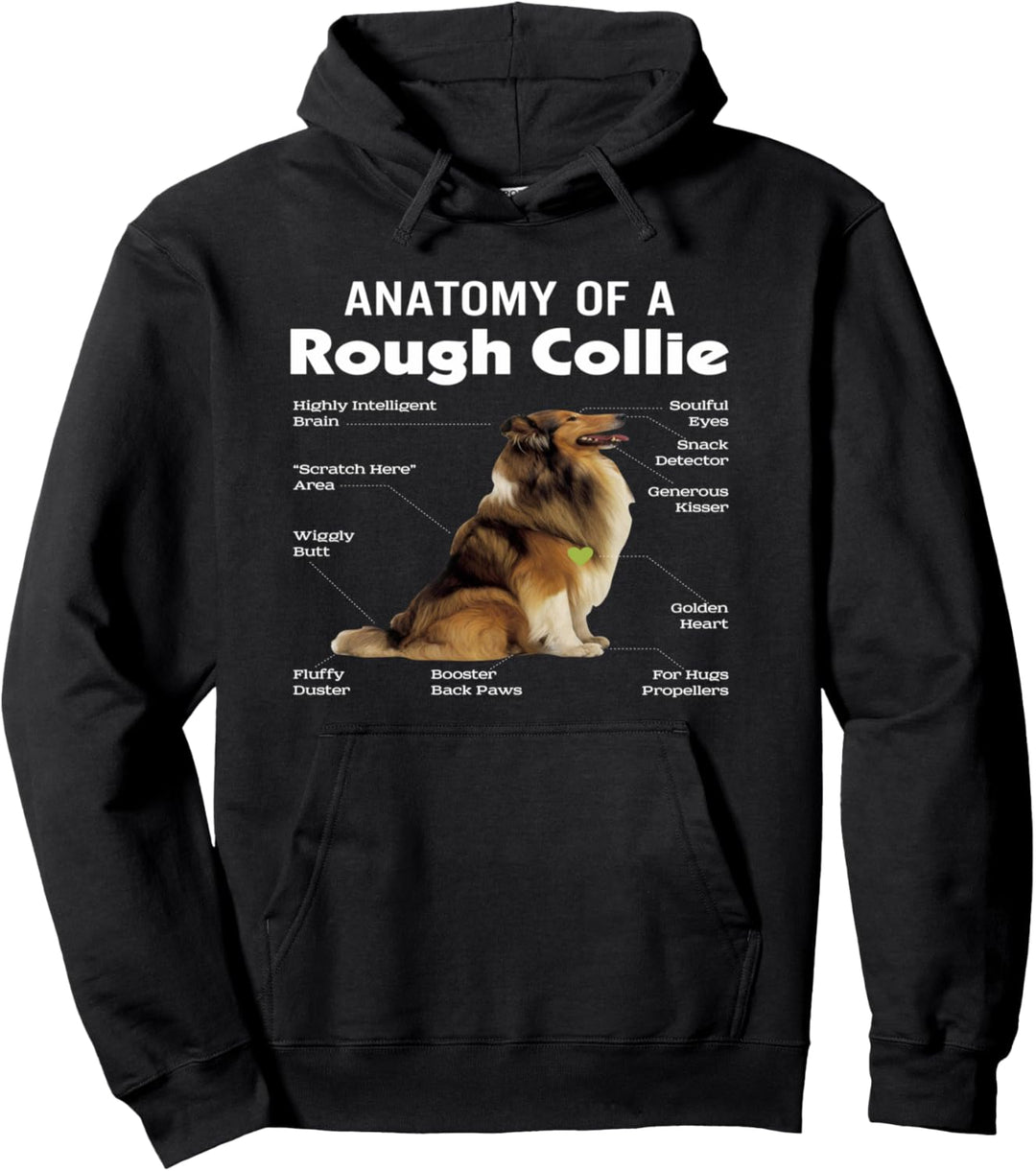 Anatomy Of A Rough Collie Funny Dog Lover Pullover Hoodie