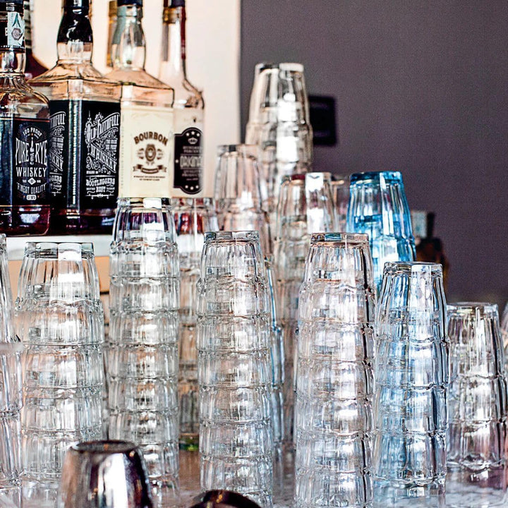 Bormioli Rocco Rock Bar Stapelbare Rocks Gläser, 6 Stück Glas für Eiswürfel, Glas für Eiswürfel