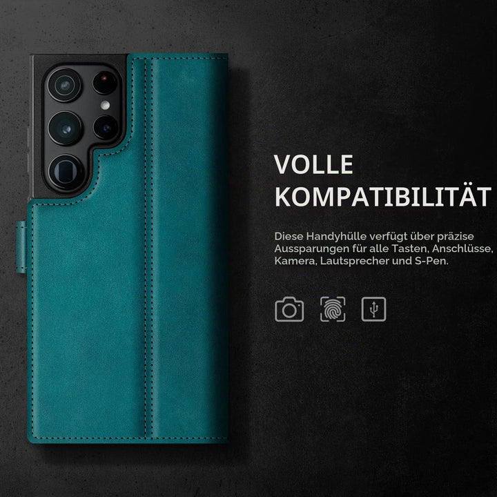 SURAZO Premium Slim Magnet Handyhülle für Samsung Galaxy S23 Ultra Hülle Leder – Echtleder Schutzhül