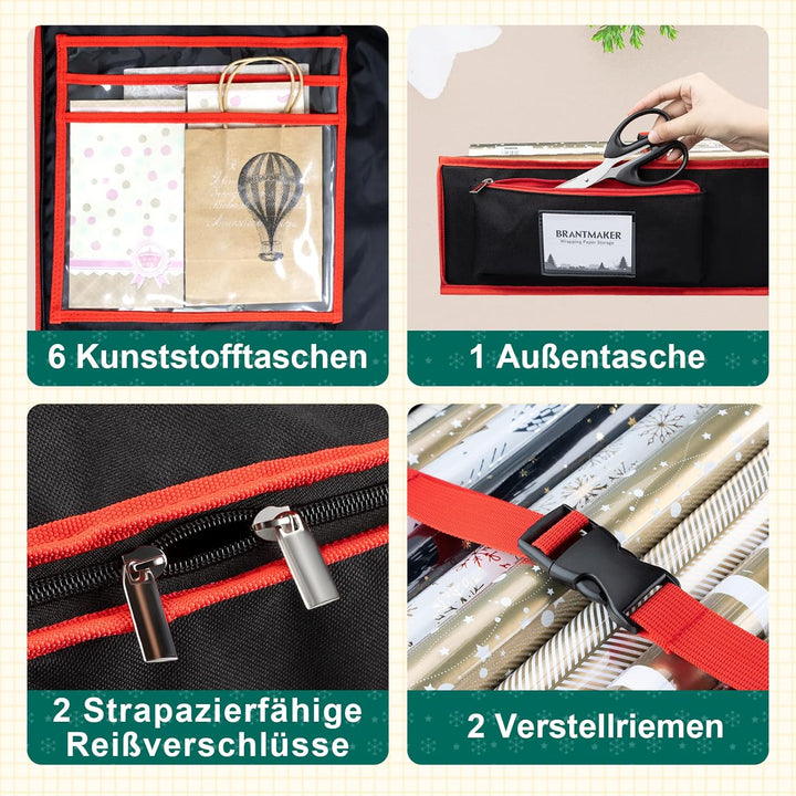 BRANTMAKER Geschenkpapier Aufbewahrungstasche Organizer (40,5 x 14 x 6 in) mit Oxford-Gewebe für Chr