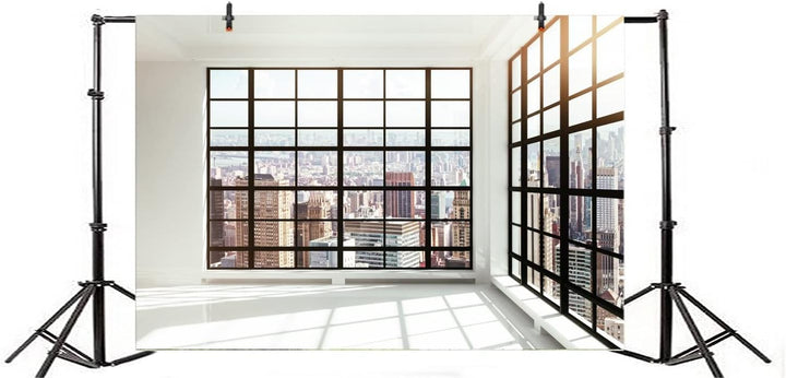 Renaiss 4.5x3m Wolkenkratzer Fenster Fotografie Hintergrund Stadt Landschaft Bürogebäude Französisch