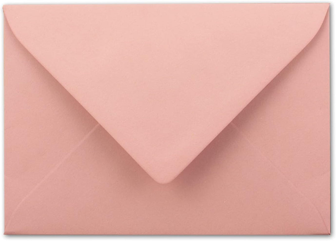 150x DIN C5 Kuverts 15,7 x 22,5 cm in Altrosa (Rosa) mit goldenem Seidenfutter - Nassklebung - Blank