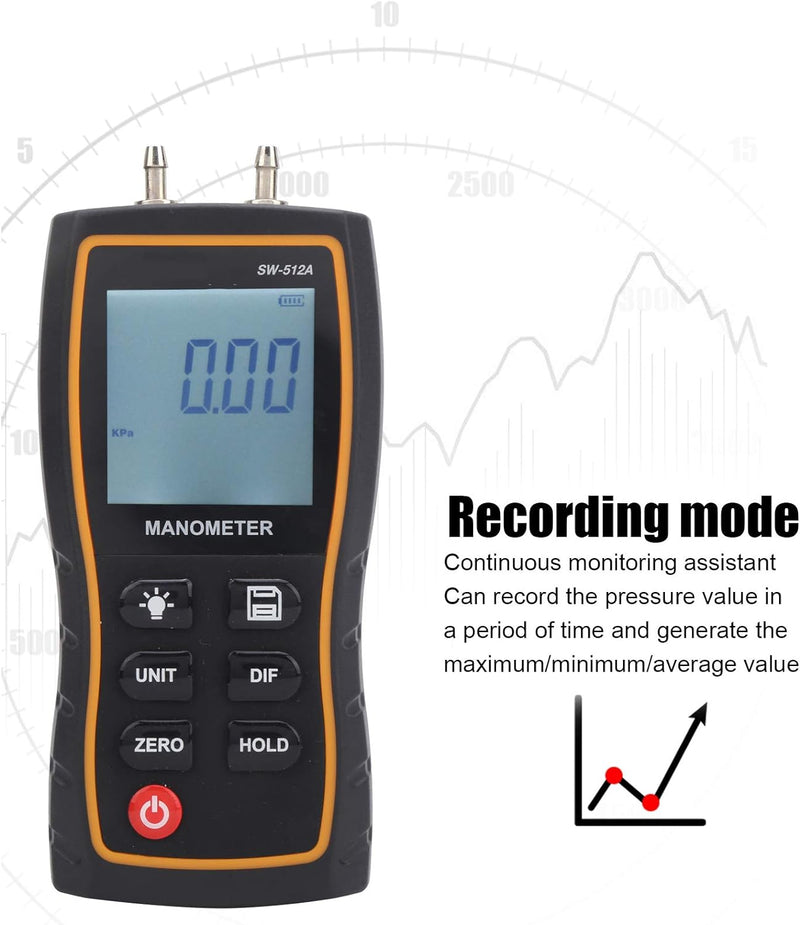 Jectse Luftdruckmesser, digitales Manometer-Handpräzisionsbarometer HVAC digitaler Differenzdruckmes