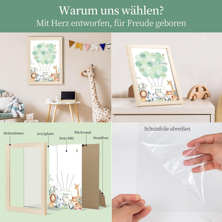 Gästebuch, Personalisierte Baby Geschenk Mädchen Junge,Dekoration für Baby Kleinkinderzimmer,Geschen