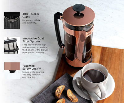 Espro French Press, Kaffee Stempelkanne aus Glas, Coffee-Maker, Kupfer, 950ml 32 Ounce Kupfer Standa