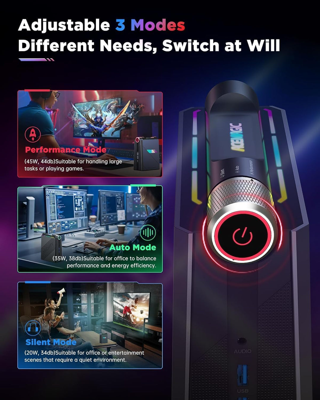ACEMAGIC Mini PC Core i9 12900H, 32 GB DDR4 512 GB NVME SSD Micro Desktop Computer Core i9 12900H 32