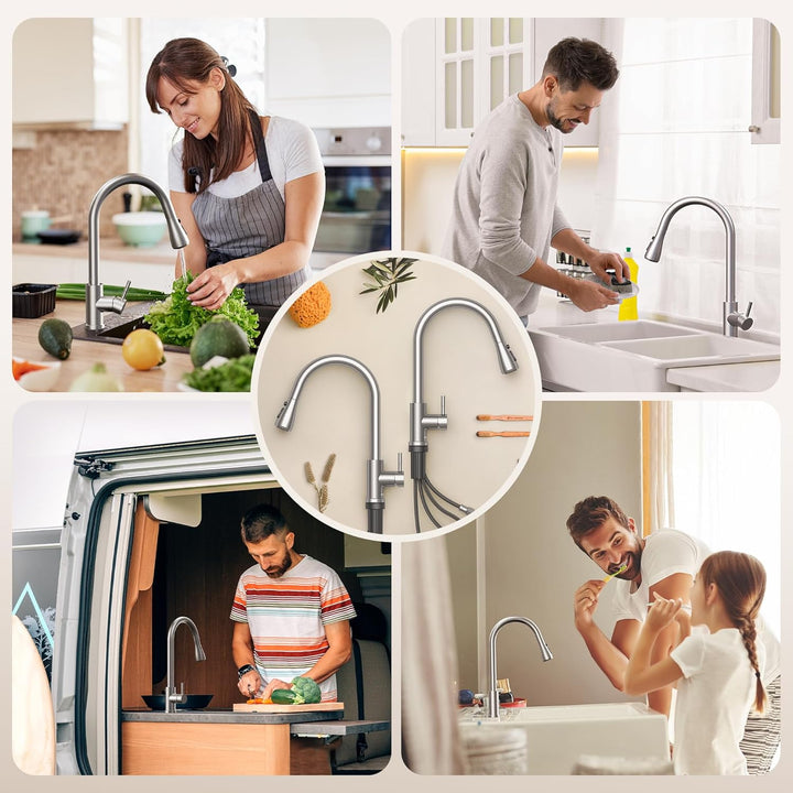 Coree Wasserhahn Küche, Herunterziehen Brause Armatur Hochdruck Küchenarmatur, Zwei Sprühfunktionen